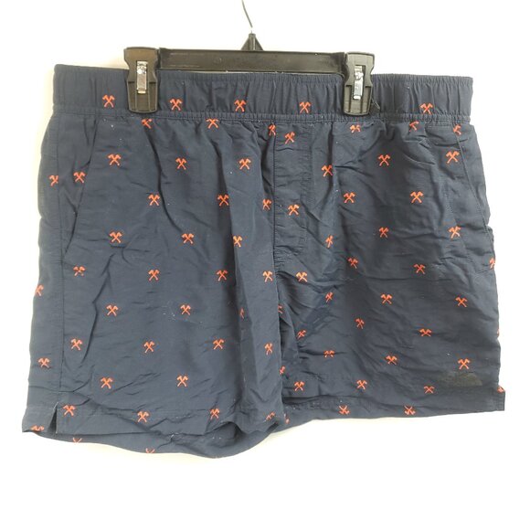 The North Face Pull On Mens Pickaxe Design Navy Blue Red Shorts Sz Medium - Picture 1 of 10